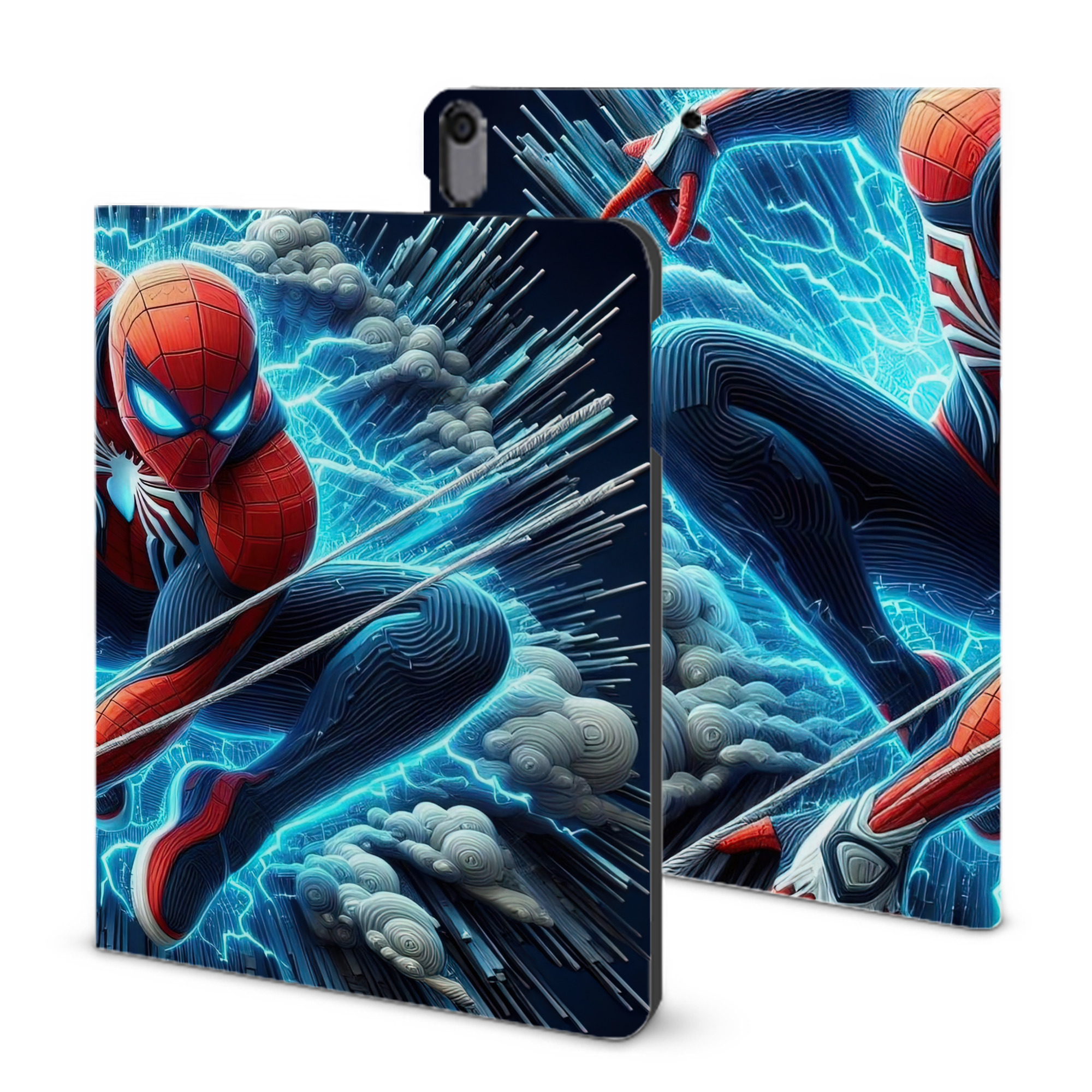 （画像用） Spider Man スパイダーマン IPad ケース ブック型 PUレザー TPU 耐衝撃 軽量 薄型 ペン収納なし 全面保護 IPad 各モデル対応